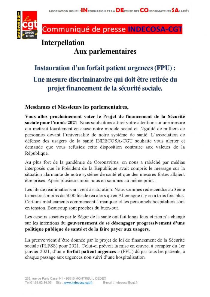 Interpellation aux parlementaires fpu page 001